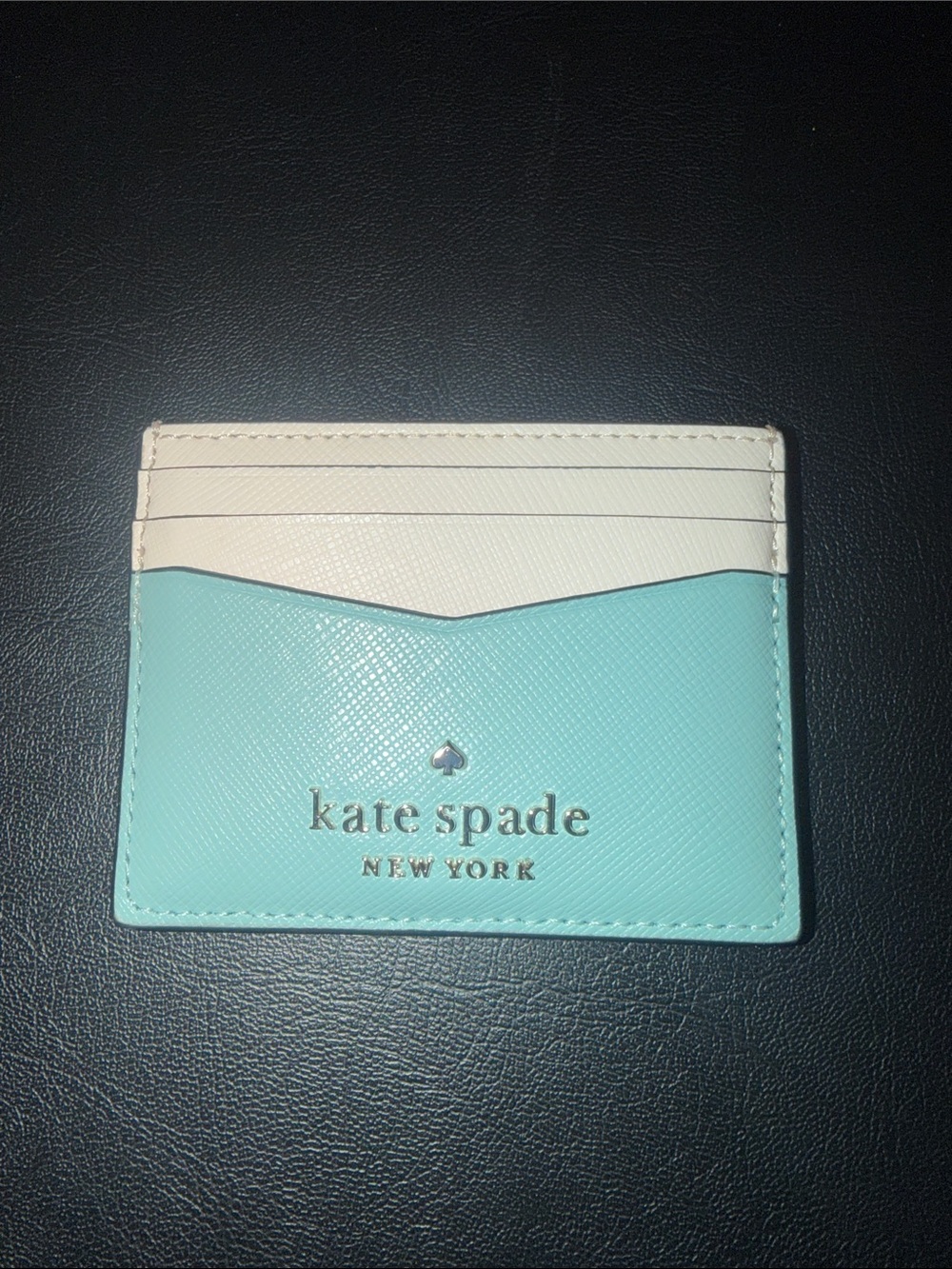 kate spade Mint and Cream Saffiano Card Holder